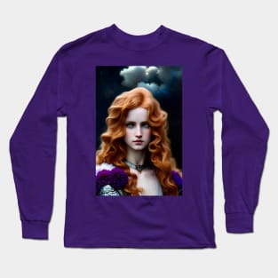 Lady Knight With Purple Flowers Long Sleeve T-Shirt